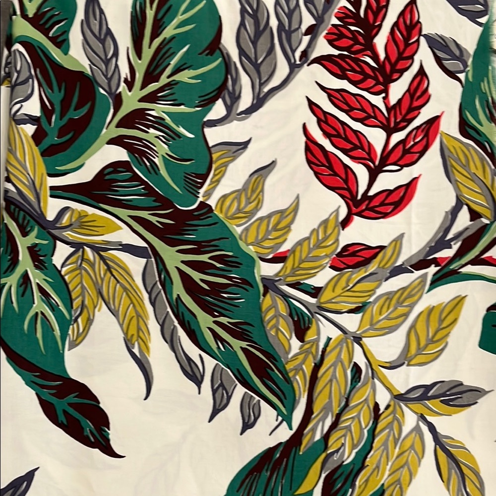 Vintage Tropical Leaf Print Fabric 9 3/4 yards